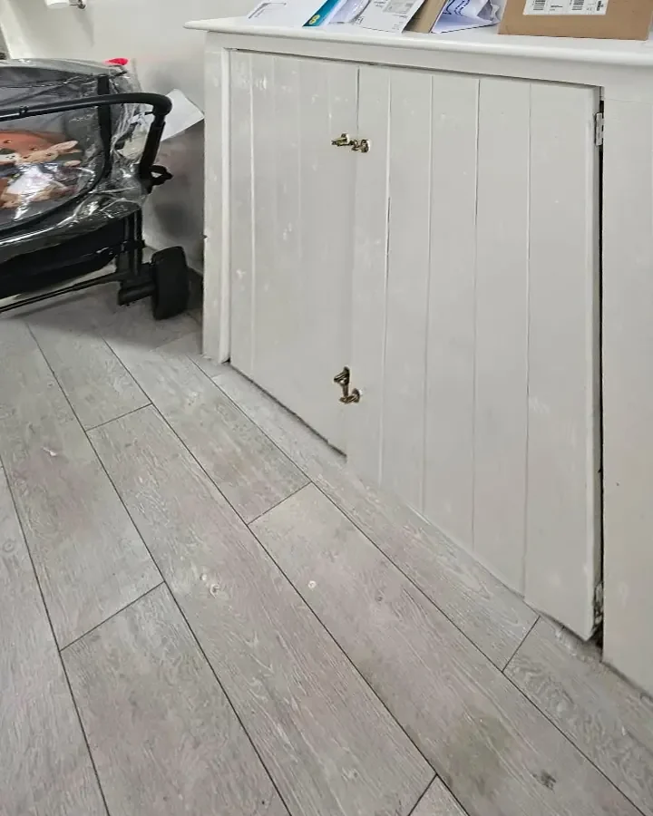 Job 1 before: the old meter cupboard in the communal hallway, doors closed