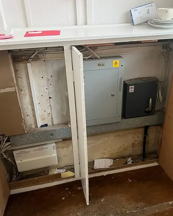 Job 2 before: meter cupboard before compartmentation