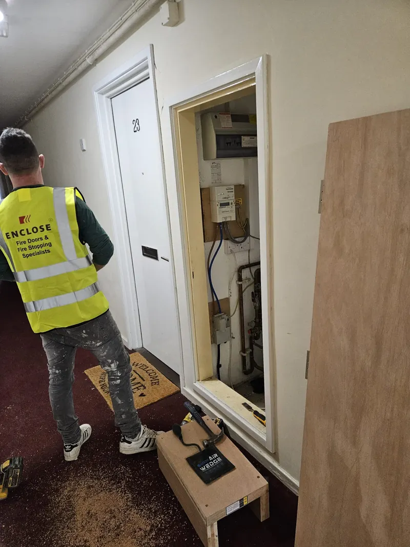 Enclose operative fitting out a meter cupboard