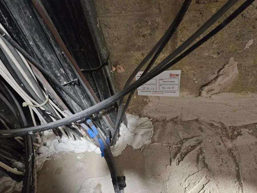 Cable penetration sealed and labelled